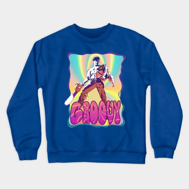 Evil Dead Ash Williams Groovy Crewneck Sweatshirt by jhunt5440